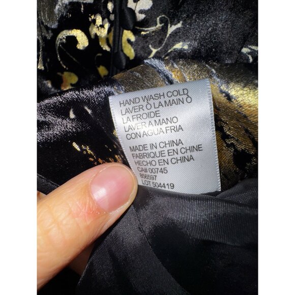 JS Collections Black & Gold Velvet Suit Size 4 Blazer Flare Skirt Classy Glam - Picture 7 of 13